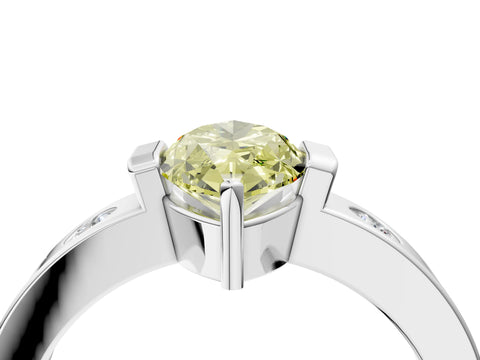 White gold Fancy Yellow Marquise Cut Brilliant Channel-Set Diamond Ring with Bezel Prong Setting_16