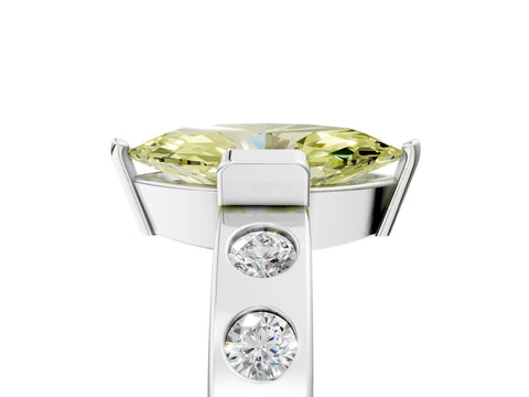 White gold Fancy Yellow Marquise Cut Brilliant Channel-Set Diamond Ring with Bezel Prong Setting_17