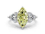 White gold Fancy Yellow Marquise Cut Brilliant Diamond Cluster Accent Solitaire Ring with Prong Setting_24