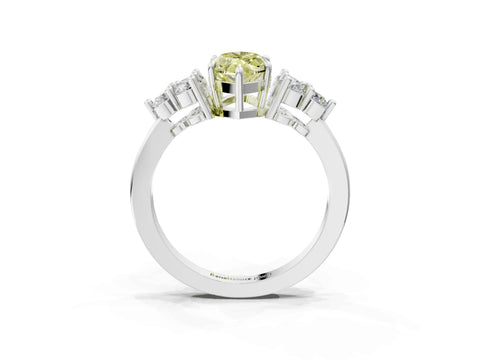 White gold Fancy Yellow Marquise Cut Brilliant Diamond Cluster Accent Solitaire Ring with Prong Setting_27