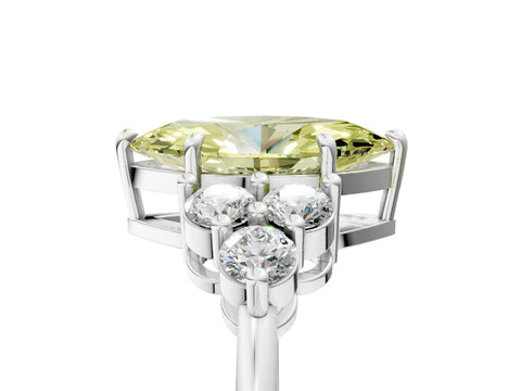 White gold Fancy Yellow Marquise Cut Brilliant Diamond Cluster Accent Solitaire Ring with Prong Setting_29