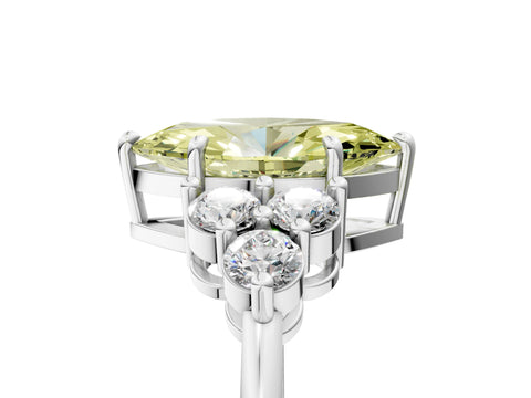 White gold Fancy Yellow Marquise Cut Brilliant Diamond Cluster Accent Solitaire Ring with Prong Setting_5