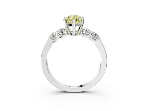 White gold Fancy Yellow Marquise Cut Brilliant Diamond Five-Stone Engagement Ring with Prong Setting on a Classic Band_18