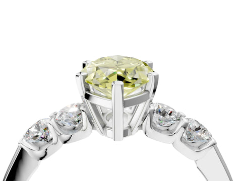 White gold Fancy Yellow Marquise Cut Brilliant Diamond Five-Stone Engagement Ring with Prong Setting on a Classic Band_19
