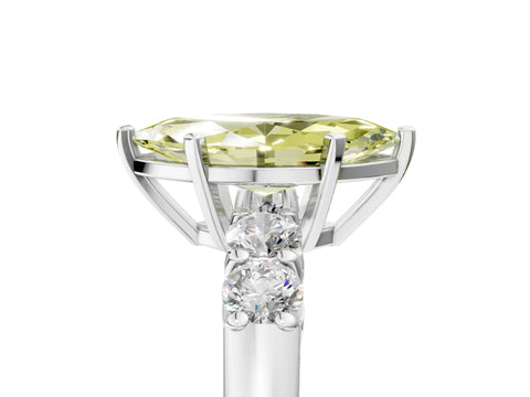 White gold Fancy Yellow Marquise Cut Brilliant Diamond Five-Stone Engagement Ring with Prong Setting on a Classic Band_20