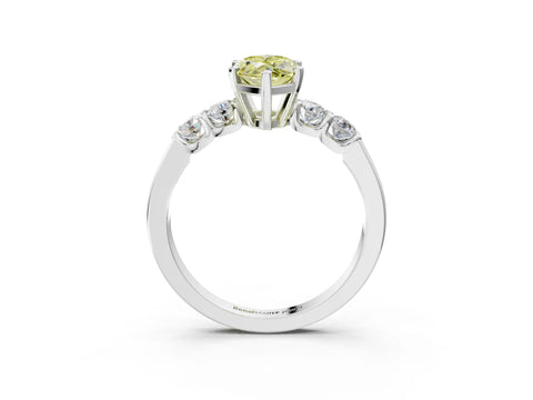 White gold Fancy Yellow Marquise Cut Brilliant Diamond Five-Stone Engagement Ring with Prong Setting on a Classic Band_6