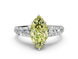 White gold Fancy Yellow Marquise Cut Brilliant Diamond Pavé Band with Six-Prong Setting_12
