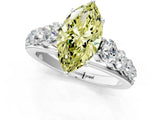 White gold Fancy Yellow Marquise Cut Brilliant Diamond Pavé Band with Six-Prong Setting_13