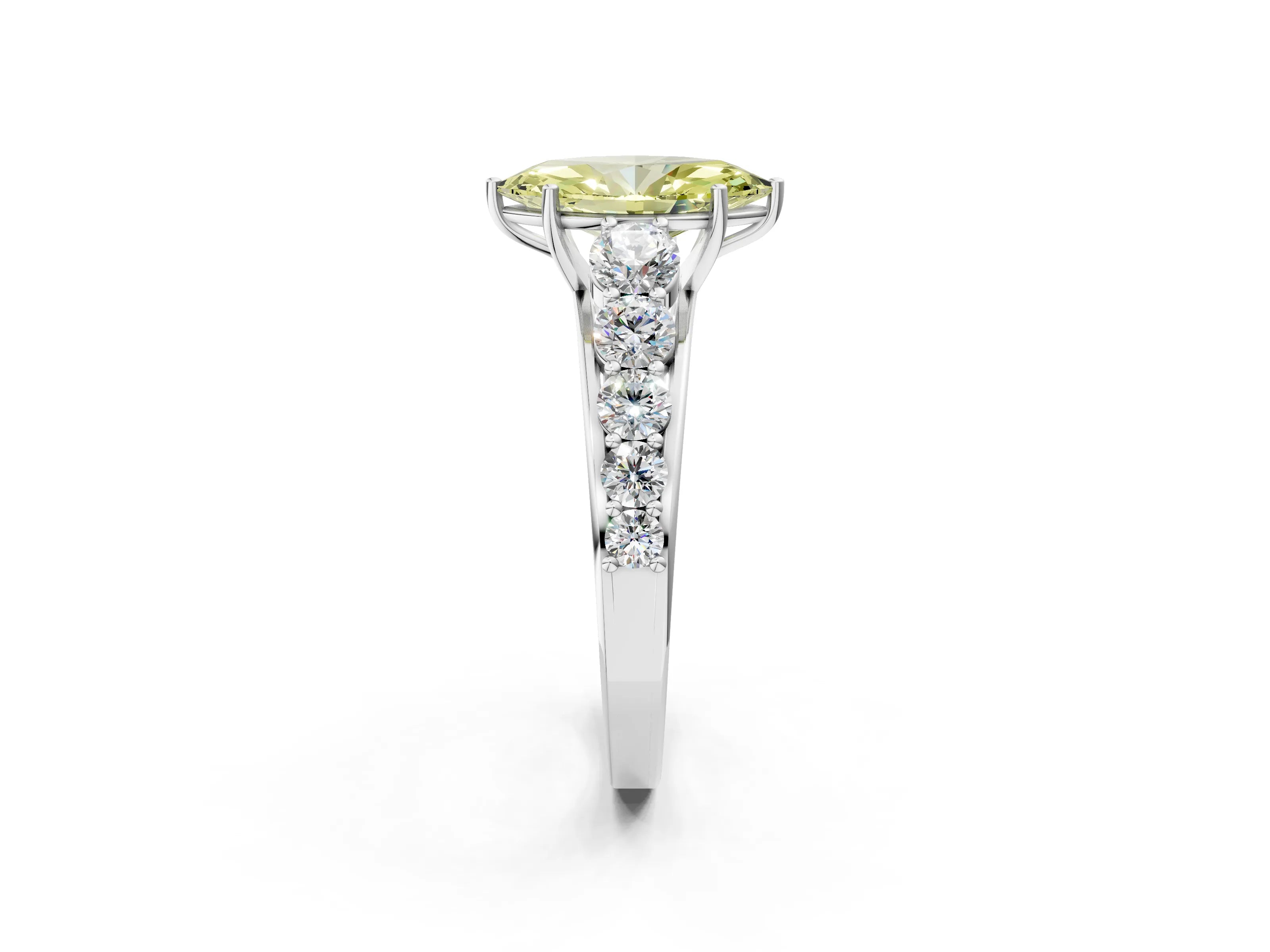 White gold Fancy Yellow Marquise Cut Brilliant Diamond Pavé Band with Six-Prong Setting_2