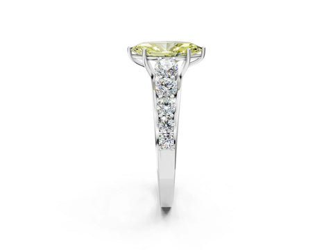 White gold Fancy Yellow Marquise Cut Brilliant Diamond Pavé Band with Six-Prong Setting_2