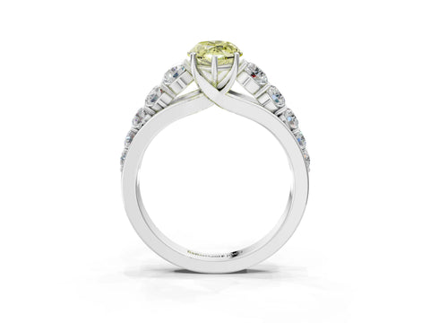 White gold Fancy Yellow Marquise Cut Brilliant Diamond Pavé Band with Six-Prong Setting_3