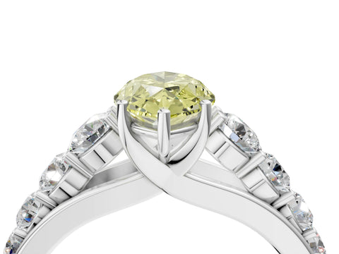 White gold Fancy Yellow Marquise Cut Brilliant Diamond Pavé Band with Six-Prong Setting_4