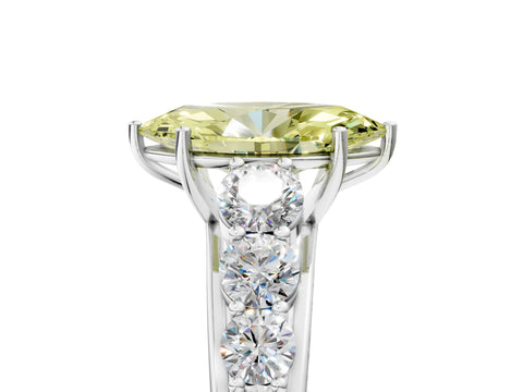 White gold Fancy Yellow Marquise Cut Brilliant Diamond Pavé Band with Six-Prong Setting_5