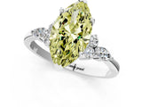 White gold Fancy Yellow Marquise Cut Brilliant Diamond Solitaire Ring with Pear Side Stones and Four-Prong Setting_7