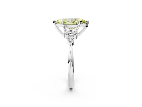 White gold Fancy Yellow Marquise Cut Brilliant Diamond Solitaire Ring with Pear Side Stones and Four-Prong Setting_8