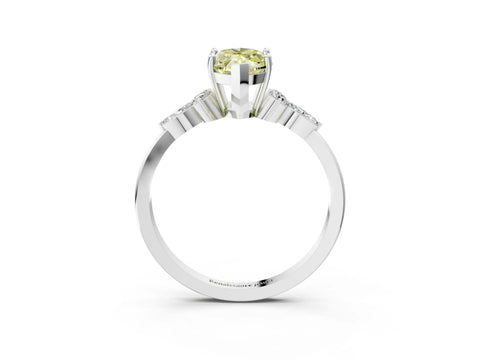 White gold Fancy Yellow Marquise Cut Brilliant Diamond Solitaire Ring with Pear Side Stones and Four-Prong Setting_9