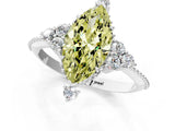 White gold Fancy Yellow Marquise Cut Brilliant Diamond with Cluster Setting on a Beaded Band and Four-Prong Setting_13