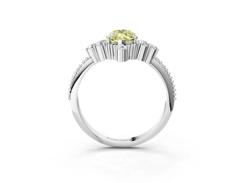 White gold Fancy Yellow Marquise Cut Brilliant Diamond with Cluster Setting on a Beaded Band and Four-Prong Setting_15