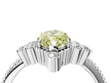 White gold Fancy Yellow Marquise Cut Brilliant Diamond with Cluster Setting on a Beaded Band and Four-Prong Setting_16