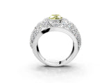 White gold Fancy Yellow Marquise Cut Brilliant Halo Pave Diamond Milgrain Ring_3