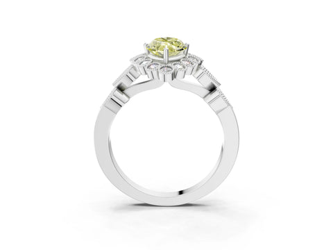 White gold Fancy Yellow Marquise Cut Brilliant Milgrain Pave Heart Band Solitaire Ring_3
