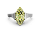 White gold Fancy Yellow Marquise Cut Brilliant Solitaire Diamond Ring with Channel Set Band and Bar Prong Setting_48