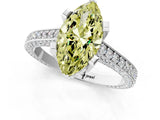 White gold Fancy Yellow Marquise Cut Brilliant Split Shank Pave Solitaire Ring with Four-Prong Setting_1