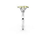 White gold Fancy Yellow Marquise Cut Brilliant Three-Stone Diamond Ring with Pavé Band and Four-Prong Setting_17