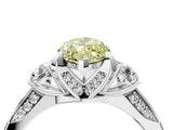 White gold Fancy Yellow Marquise Cut Brilliant Three-Stone Diamond Ring with Pavé Band and Four-Prong Setting_19