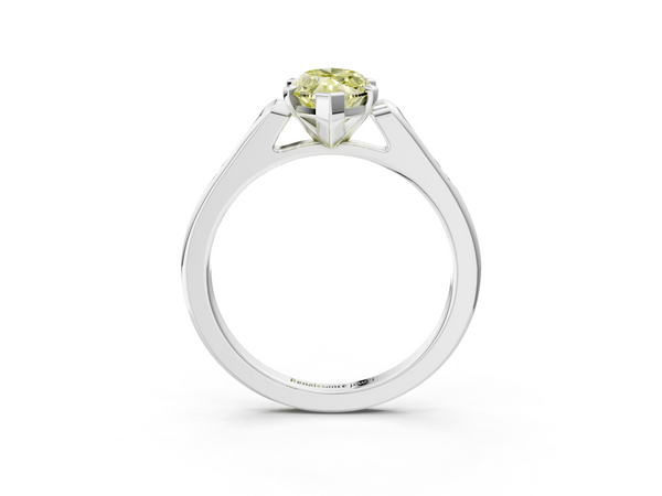 Platinum Fancy Yellow Marquise  Cut Channel Set Solitaire Engagement Ring with Four-Prong Setting