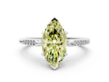 White gold Fancy Yellow Marquise  Cut Channel Set Solitaire Engagement Ring with Four-Prong Setting