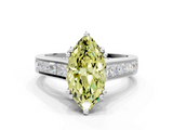 White gold Fancy Yellow Marquise  Cut Channel Set Solitaire Engagement Ring with Prong Setting
