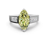 White gold Fancy Yellow Marquise Cut Cut Channel Set Solitaire Ring with Four-Prong Setting_12