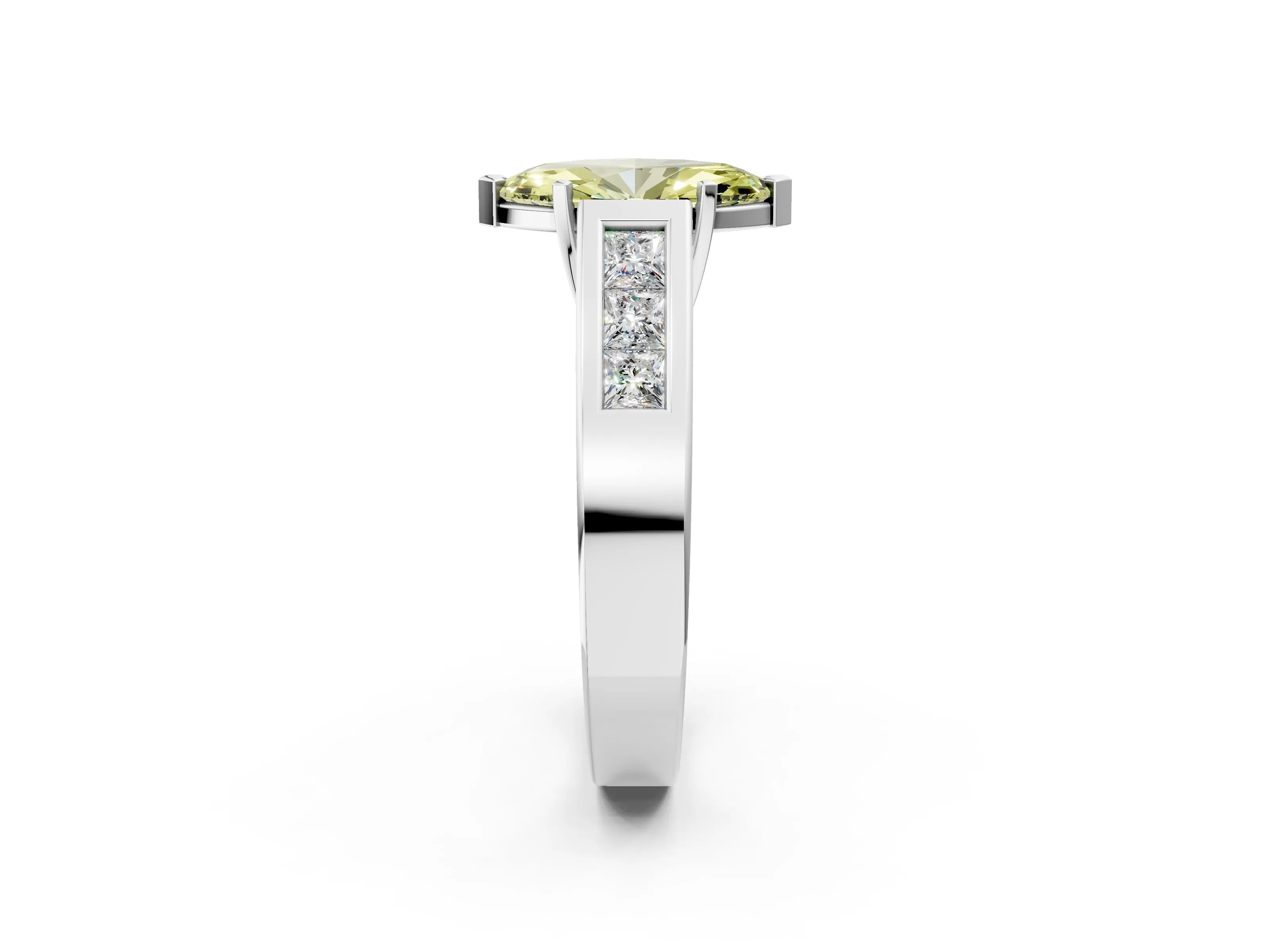 White gold Fancy Yellow Marquise Cut Cut Channel Set Solitaire Ring with Four-Prong Setting_14