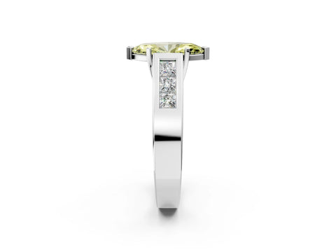 White gold Fancy Yellow Marquise Cut Cut Channel Set Solitaire Ring with Four-Prong Setting_14