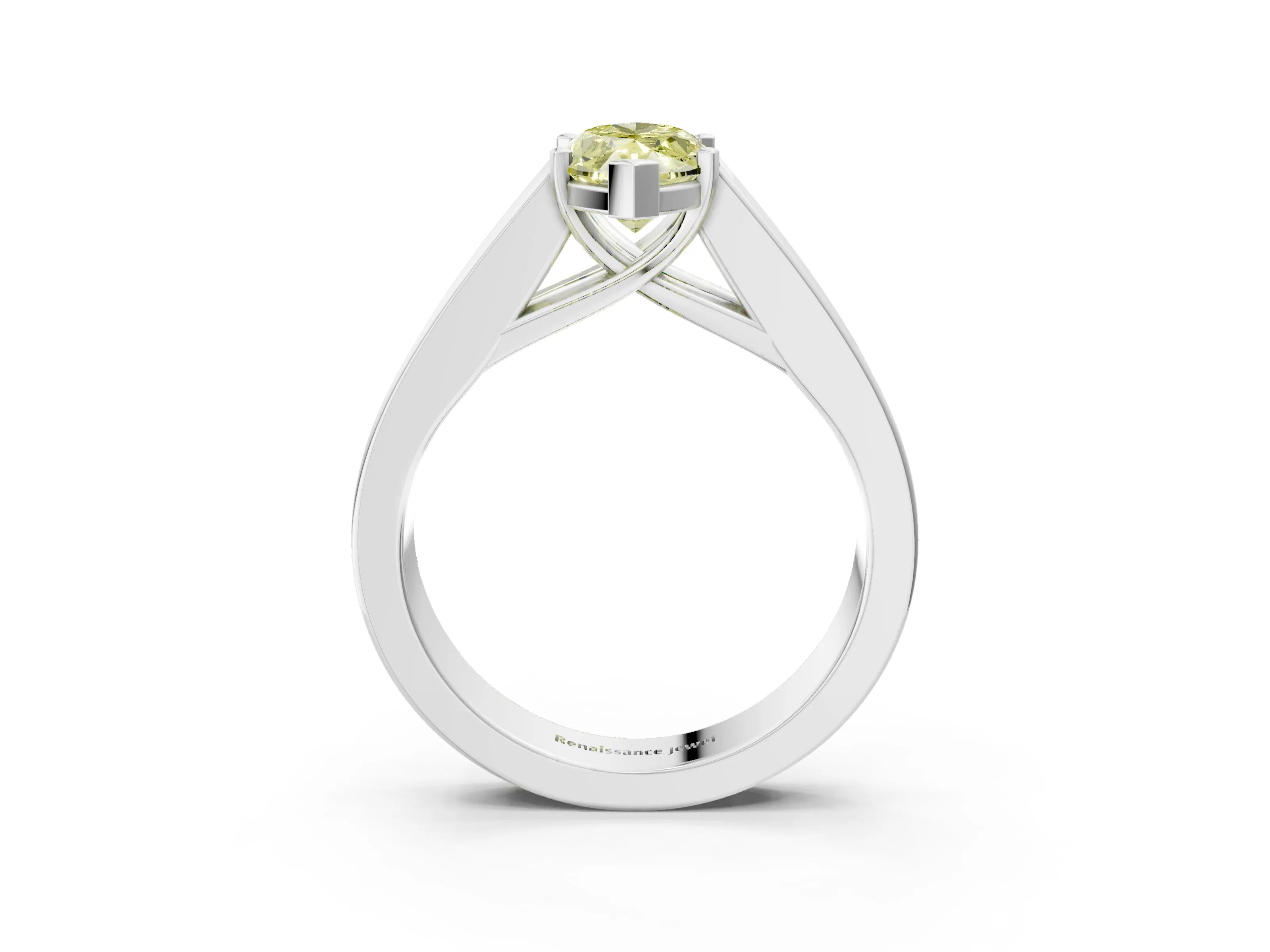 White gold Fancy Yellow Marquise Cut Cut Channel Set Solitaire Ring with Four-Prong Setting_15