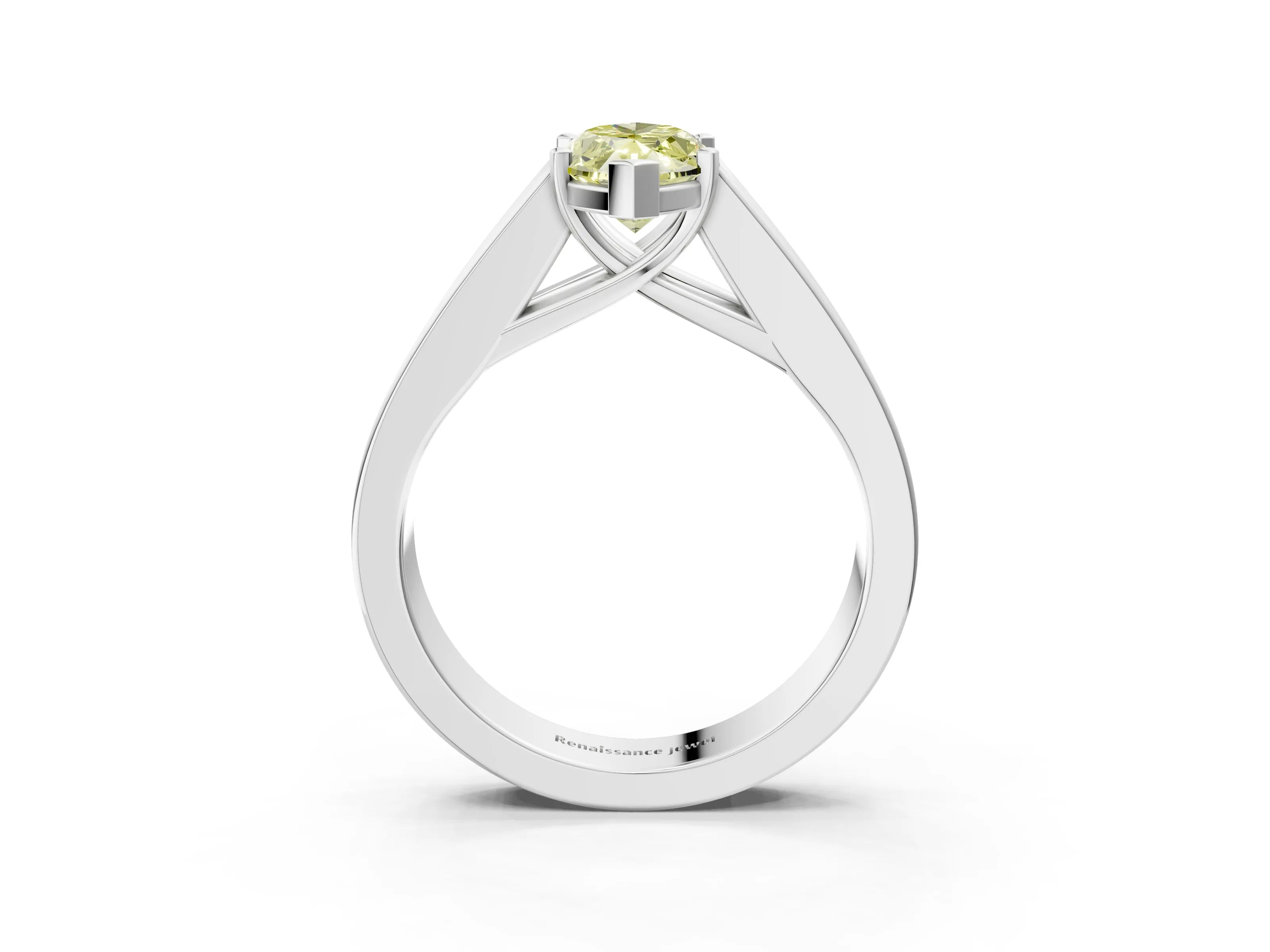 White gold Fancy Yellow Marquise Cut Cut Channel Set Solitaire Ring with Four-Prong Setting_3