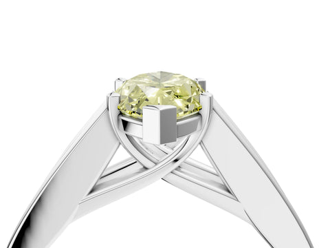 White gold Fancy Yellow Marquise Cut Cut Channel Set Solitaire Ring with Four-Prong Setting_4