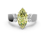 White gold Fancy Yellow Marquise Cut Cut Diamond Channel Set Solitaire Ring with Four-Prong Setting_144