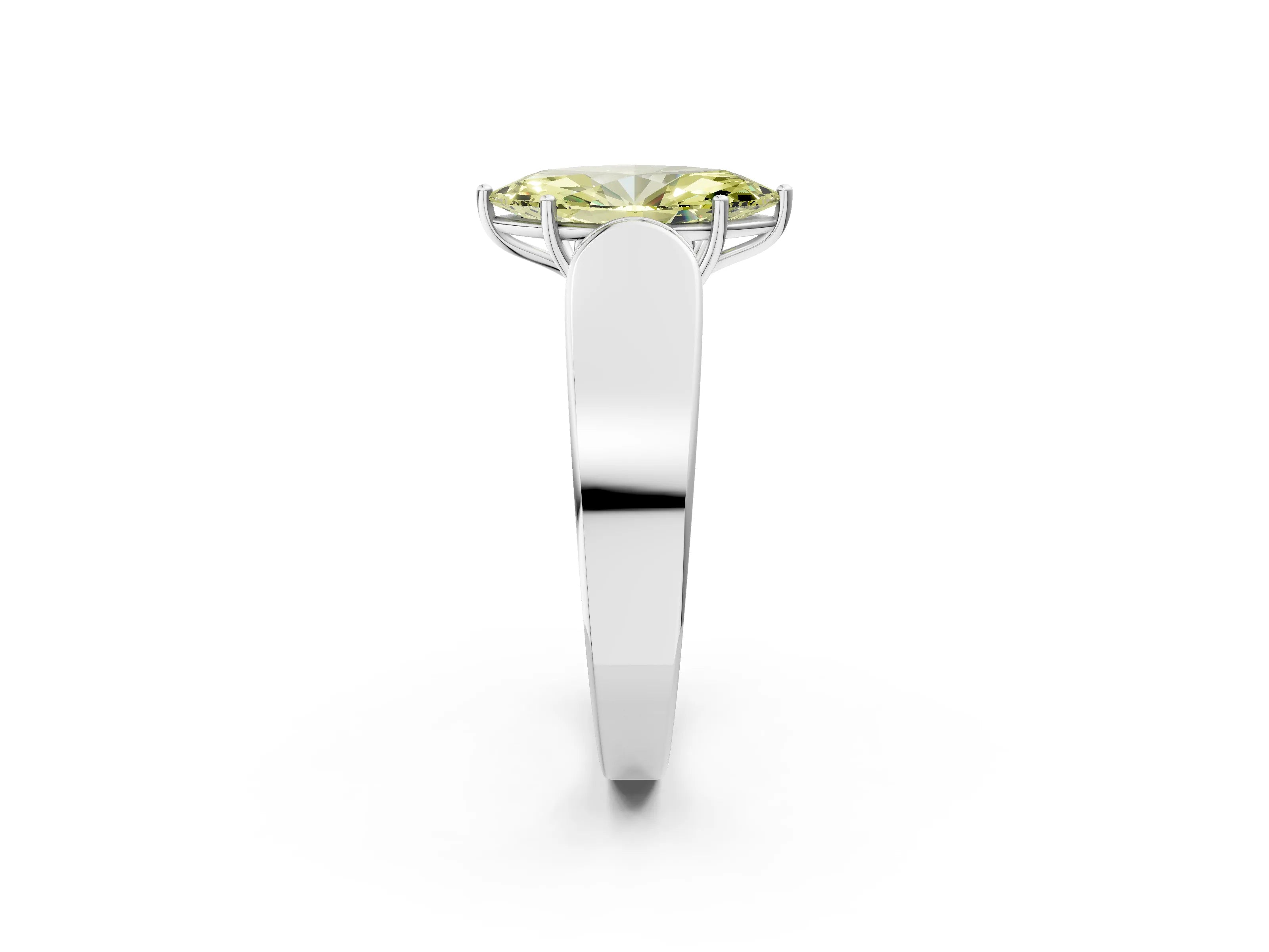 White gold Fancy Yellow Marquise Cut Cut Diamond Channel Set Solitaire Ring with Four-Prong Setting_146