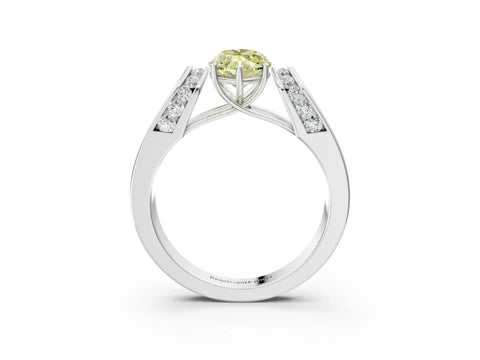 White gold Fancy Yellow Marquise Cut Cut Diamond Channel Set Solitaire Ring with Four-Prong Setting_147