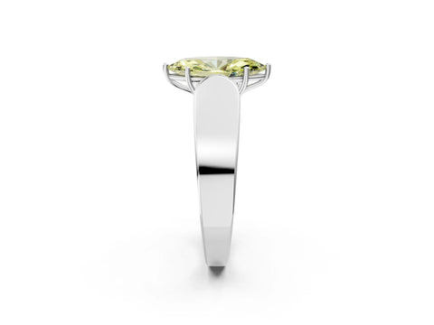 White gold Fancy Yellow Marquise Cut Cut Diamond Channel Set Solitaire Ring with Four-Prong Setting_158