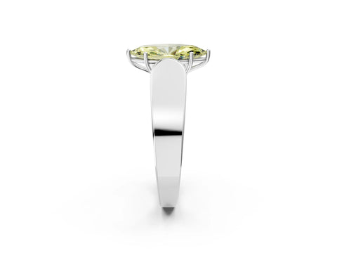 White gold Fancy Yellow Marquise Cut Cut Diamond Channel Set Solitaire Ring with Four-Prong Setting_2