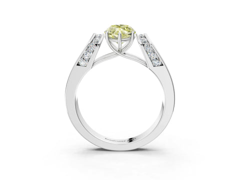 White gold Fancy Yellow Marquise Cut Cut Diamond Channel Set Solitaire Ring with Four-Prong Setting_3
