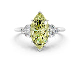 White gold Fancy Yellow Marquise Cut Cut Diamond Cluster Ring with Solitaire Band and Four-Prong Setting_36