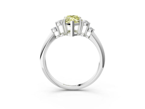 White gold Fancy Yellow Marquise Cut Cut Diamond Cluster Ring with Solitaire Band and Four-Prong Setting_3