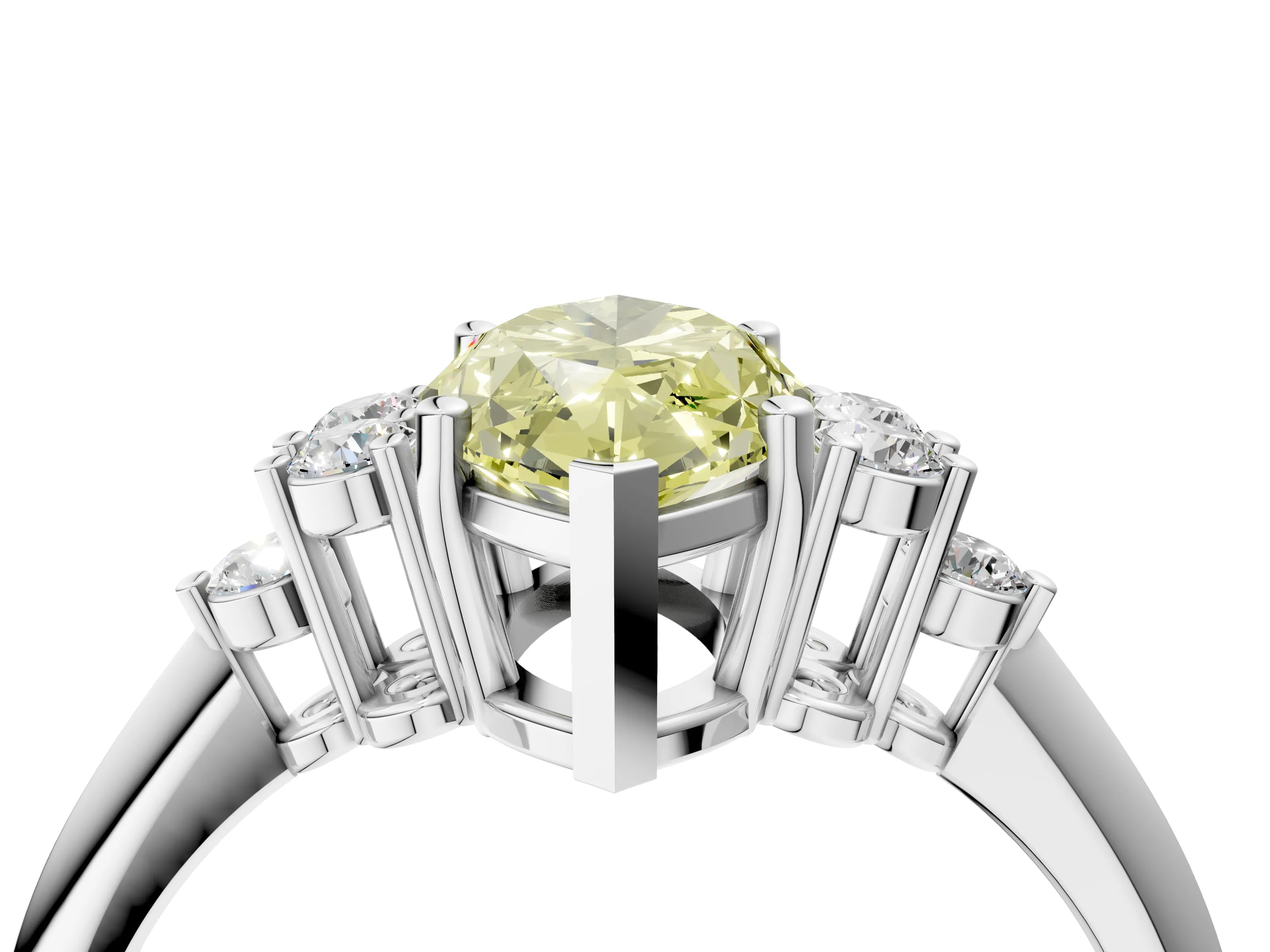 White gold Fancy Yellow Marquise Cut Cut Diamond Cluster Ring with Solitaire Band and Four-Prong Setting_40