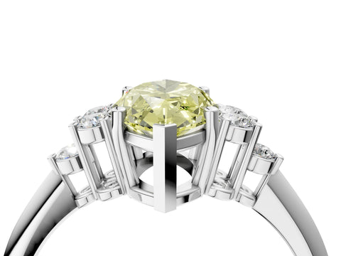 White gold Fancy Yellow Marquise Cut Cut Diamond Cluster Ring with Solitaire Band and Four-Prong Setting_40