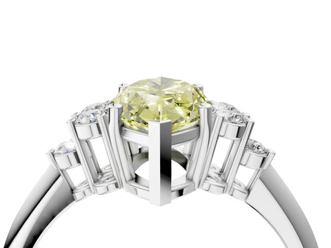 White gold Fancy Yellow Marquise Cut Cut Diamond Cluster Ring with Solitaire Band and Four-Prong Setting_4