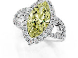 White gold Fancy Yellow Marquise Cut Cut Diamond Halo Engagement Ring with Open Split Pavé Band_1